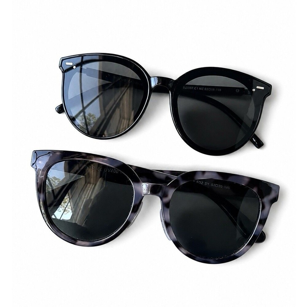 SOJOS Sunglasses Lot of 2 Black Gray Tortoise Round Cat Eye UV400 Fashion